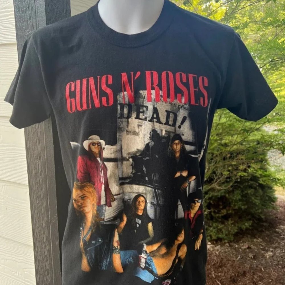 Vintage 1990S Original Guns N Roses Dead Rock Band Black Tshirt M